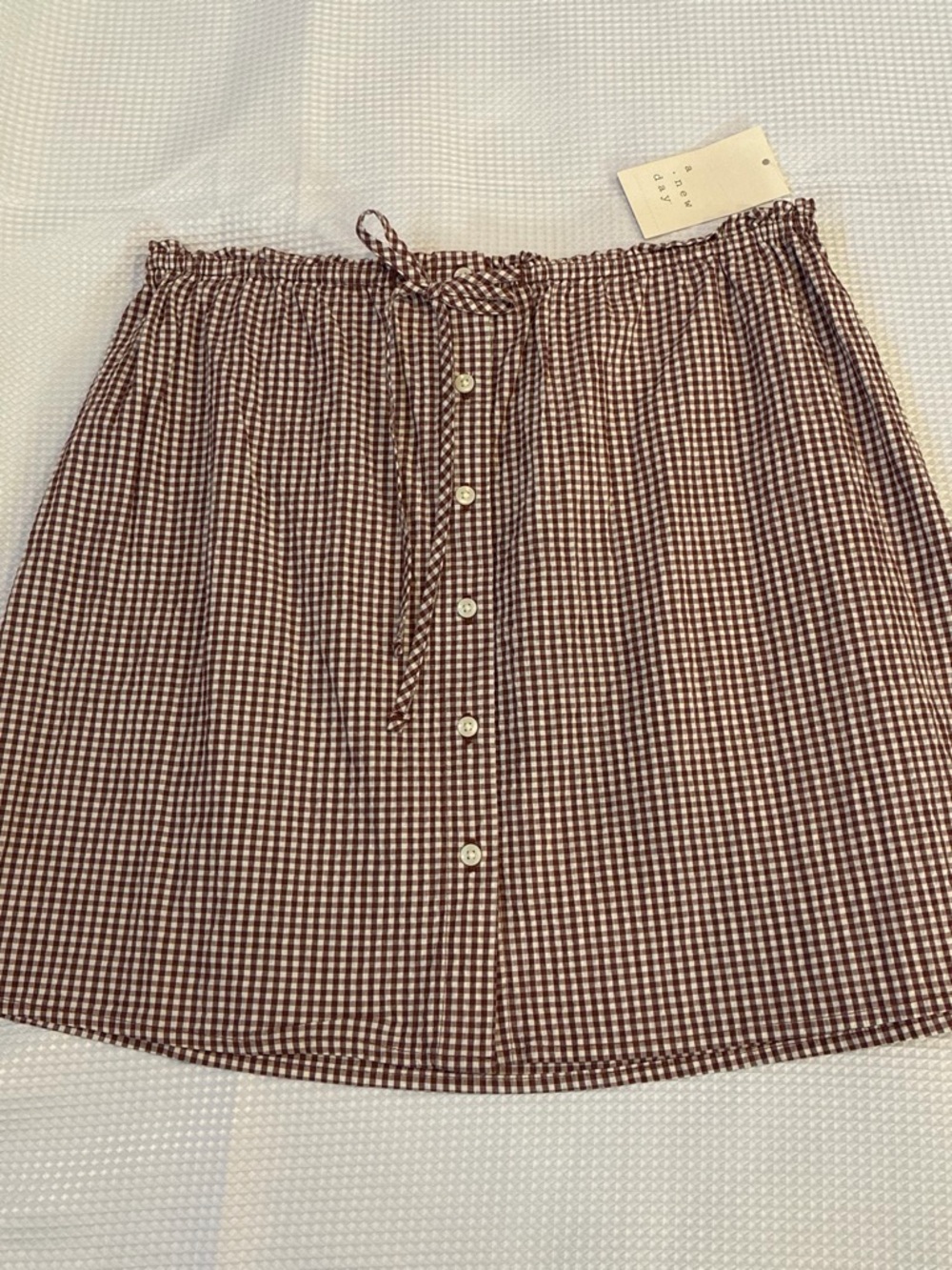 Gingham skirt brown white cowgirl core cottagecore grandmacore fisherman